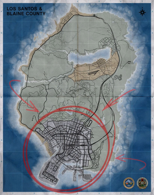 Bản đồ khu vực Thành thị — Los Santos